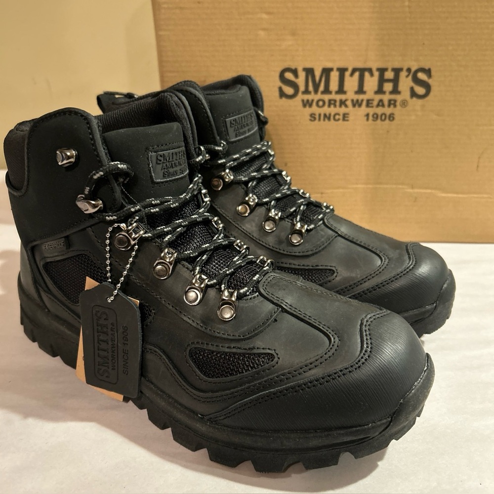 Smith’s Workwear Men’s Size 10 Black High Top Hiking Weatherproof Boots